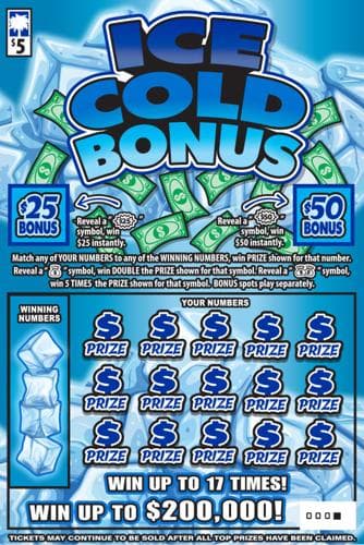 Ice Cold Bonus scratch-off ticket