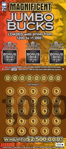 Magnificent Jumbo Bucks scratch-off ticket