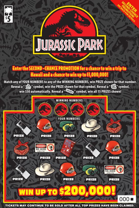 Jurassic Park scratch-off ticket