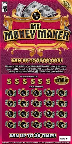 My Money Maker scratch-off ticket