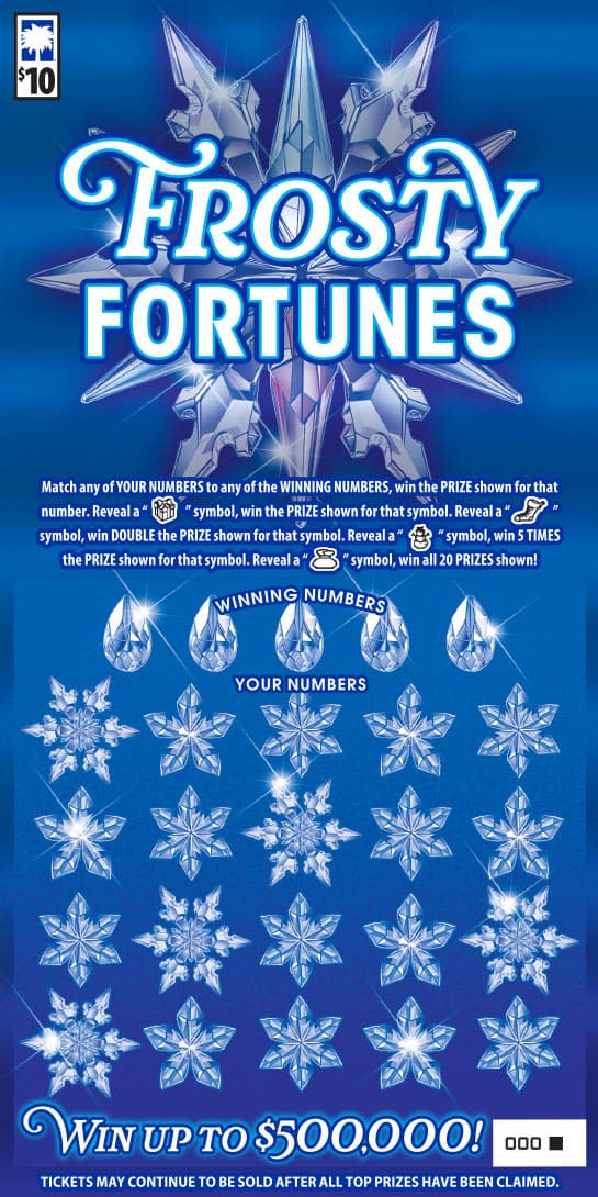 Frosty Fortunes scratch-off ticket