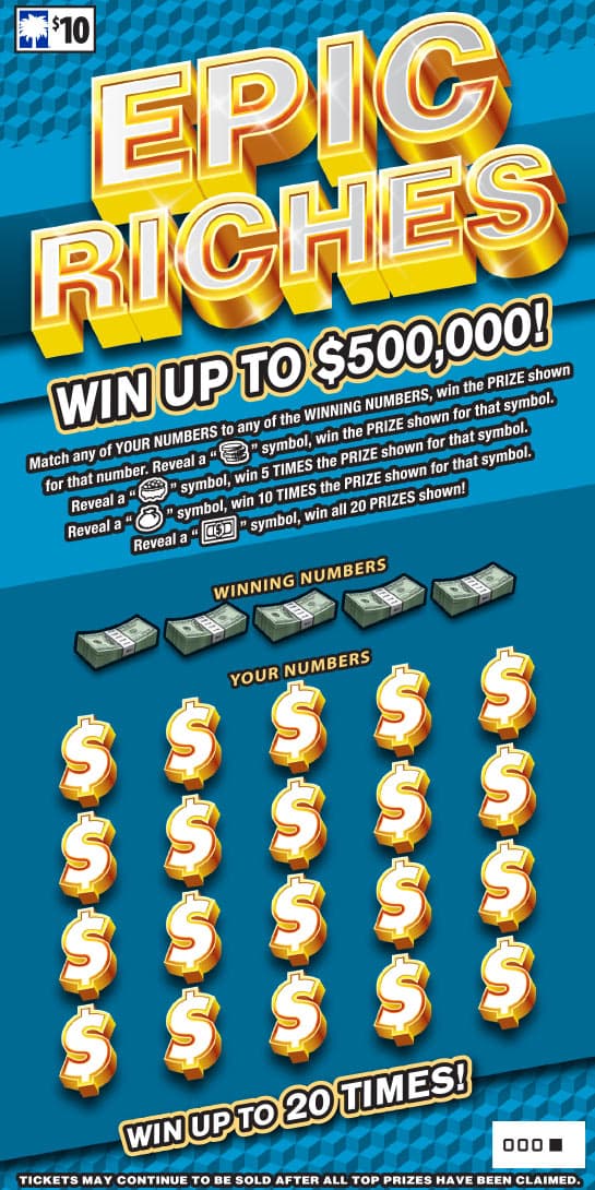 Epic Riches scratch-off ticket