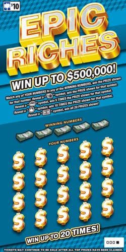 Epic Riches scratch-off ticket