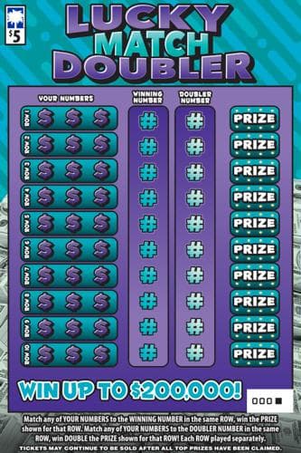 Lucky Match Doubler scratch-off ticket