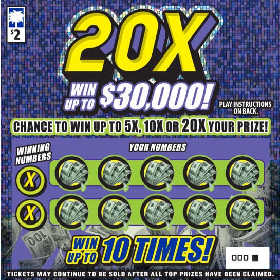 20X scratch-off ticket