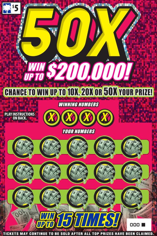 50X scratch-off ticket