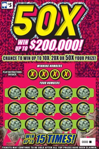 50X scratch-off ticket