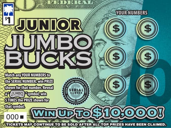 Junior Jumbo Bucks scratch-off ticket