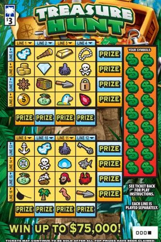 Treasure Hunt scratch-off ticket