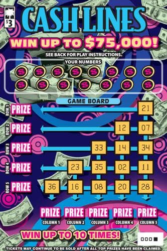 Cash Lines scratch-off ticket