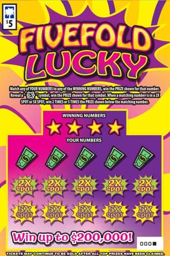 Fivefold Lucky scratch-off ticket