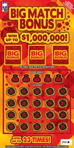 Big Match Bonus scratch-off ticket