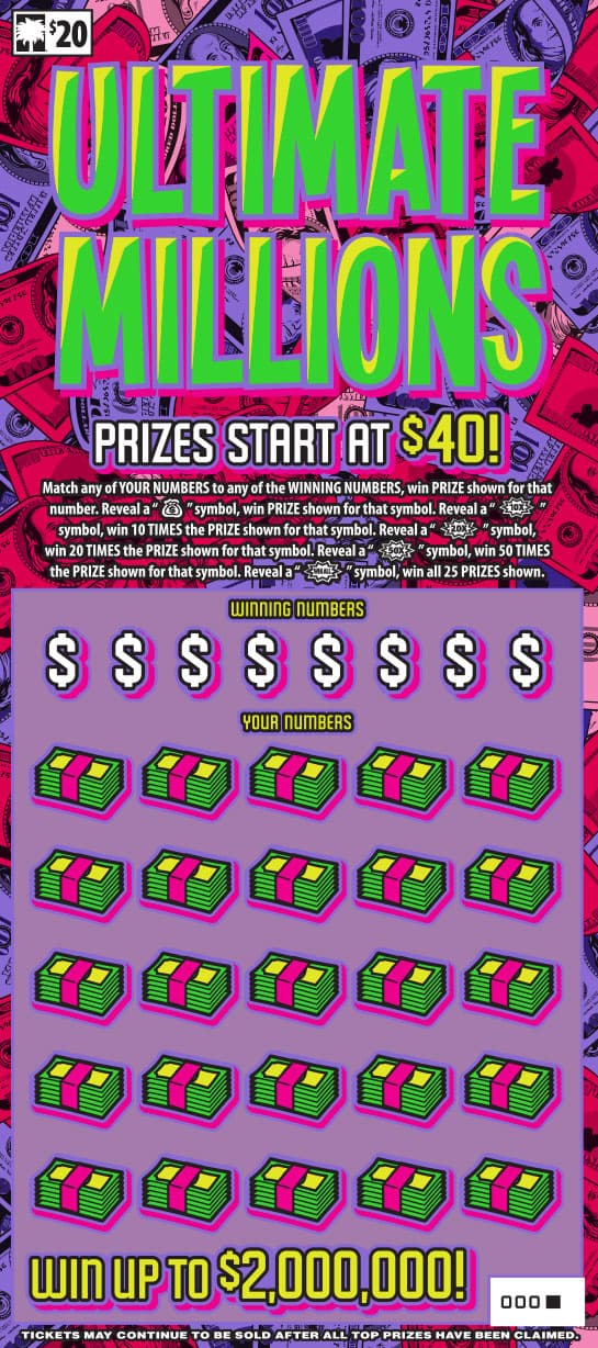 Ultimate Millions scratch-off ticket