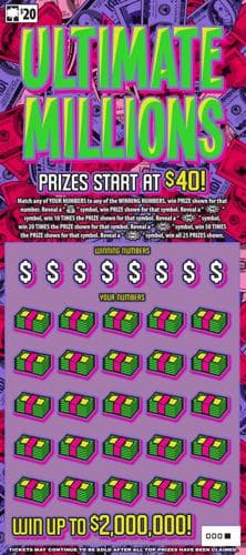 Ultimate Millions scratch-off ticket