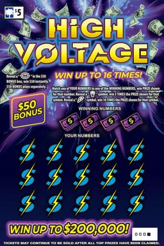 High Voltage scratch-off ticket