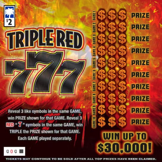 Triple Red 777 scratch-off ticket