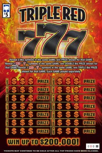 Triple Red 777 scratch-off ticket
