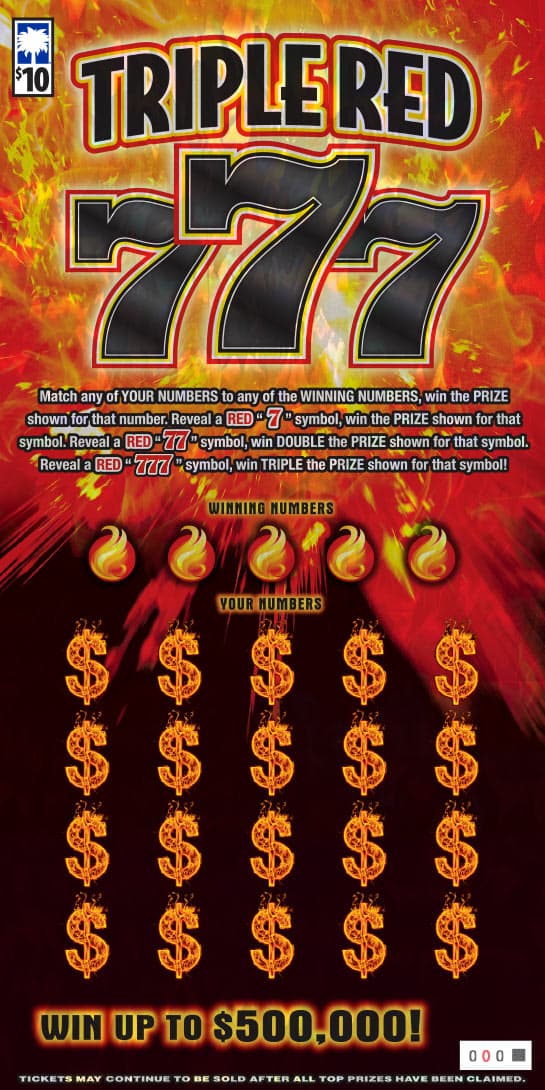 Triple Red 777 scratch-off ticket