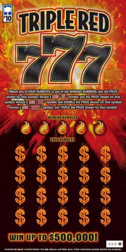 Triple Red 777 scratch-off ticket