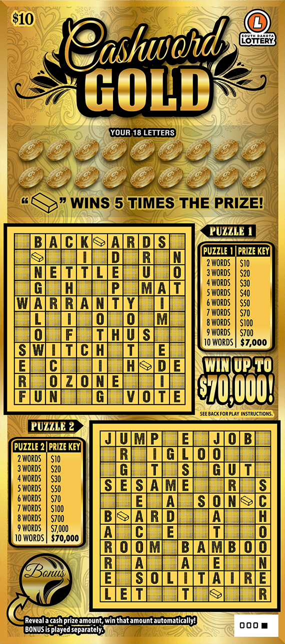 Cashword Gold scratch-off ticket