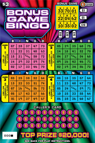 Bonus Game Bingo scratch-off ticket