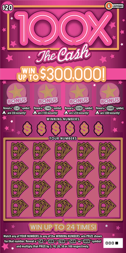 100X The Cash scratch-off ticket