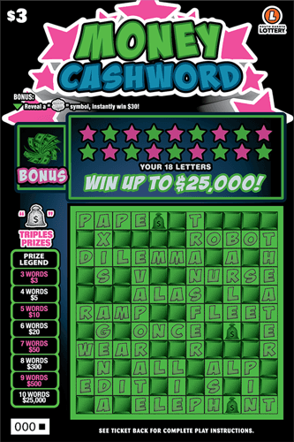 Money Cashword scratch-off ticket
