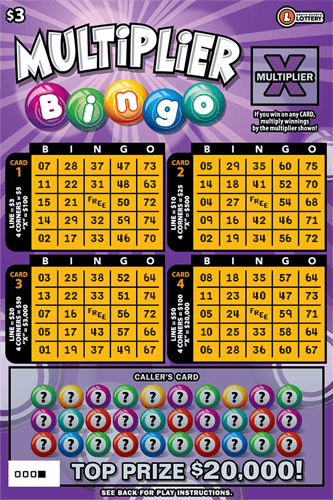 MULTiPLier Bingo scratch-off ticket