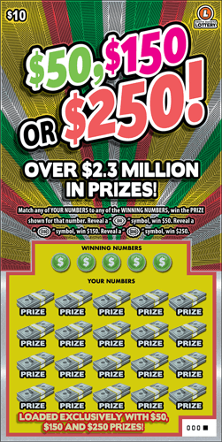 $50, $150, $250 scratch-off ticket