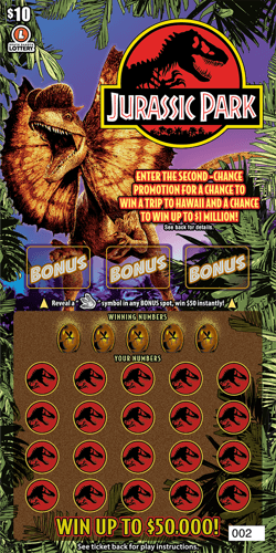 Jurassic Park scratch-off ticket