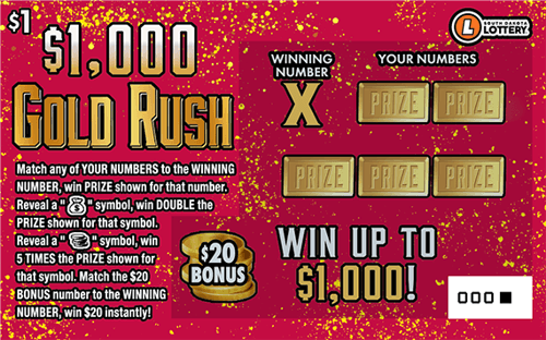 $1,000 Gold Rush scratch-off ticket