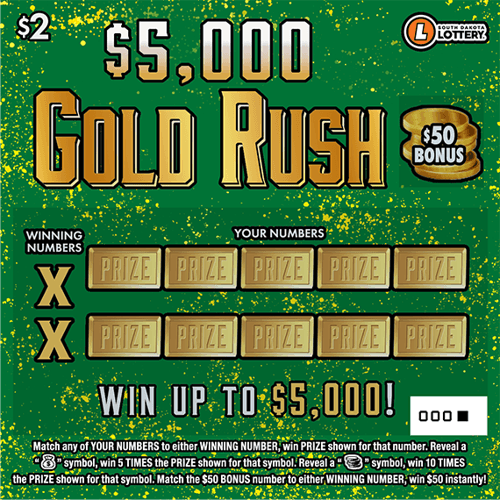 $5,000 Gold Rush scratch-off ticket