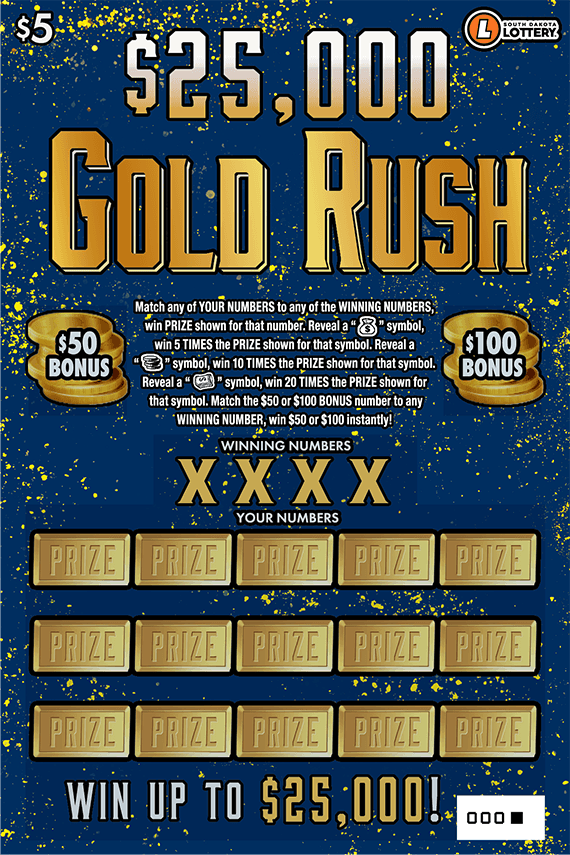 $25,000 Gold Rush scratch-off ticket