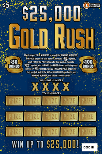 $25,000 Gold Rush scratch-off ticket
