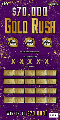 $70,000 Gold Rush scratch-off ticket