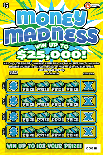 Money Madness scratch-off ticket