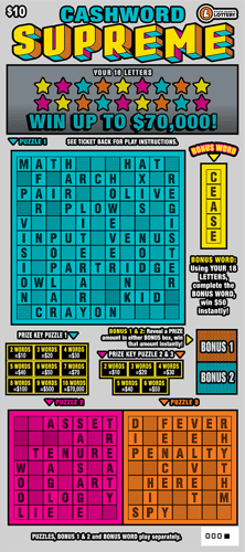 Cashword Supreme scratch-off ticket