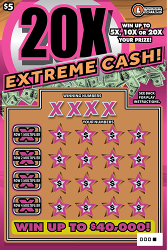20X Extreme Cash scratch-off ticket