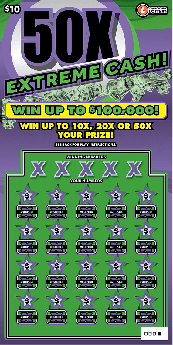 50X Extreme Cash scratch-off ticket