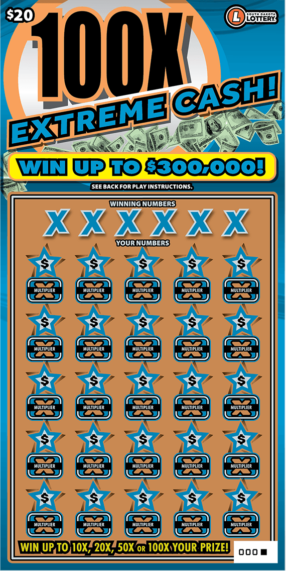 100X Extreme Cash scratch-off ticket