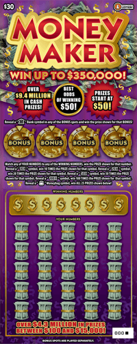 Money Maker scratch-off ticket
