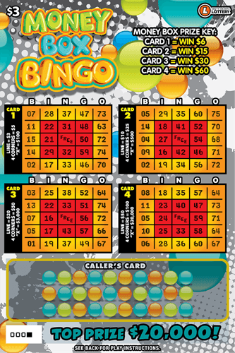 Money Box Bingo scratch-off ticket