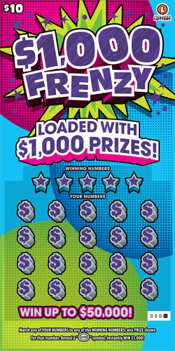 $1,000 Frenzy scratch-off ticket