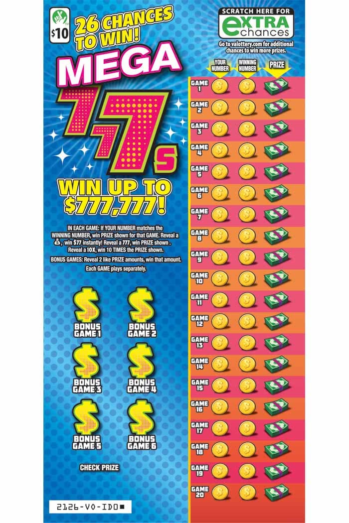 Mega 777s scratch-off ticket