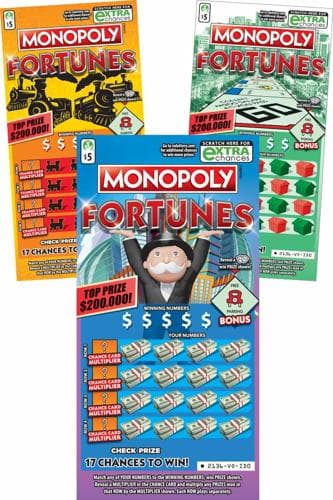 MONOPOLY FORTUNES scratch-off ticket