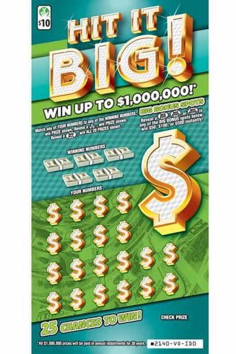 Hit It Big! scratch-off ticket