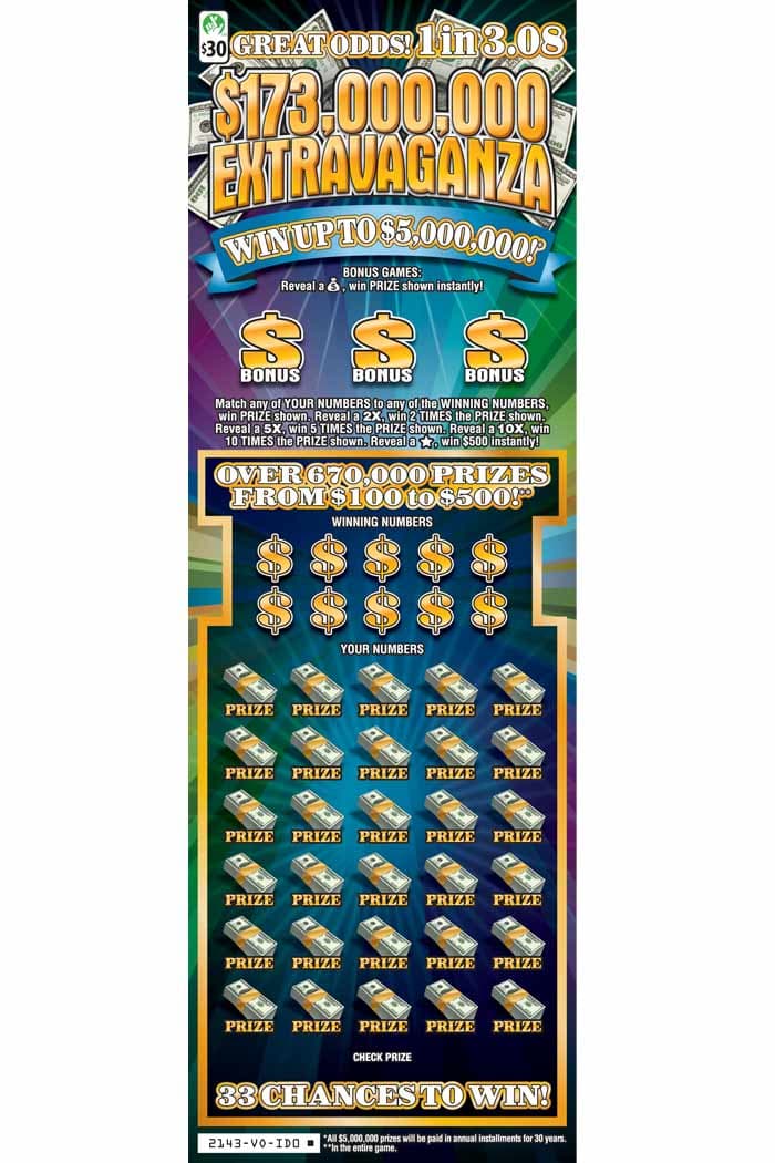 $173,000,000 Extravaganza scratch-off ticket