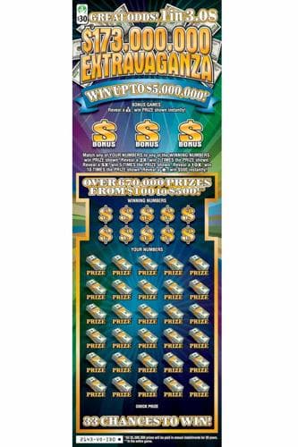 $173,000,000 Extravaganza scratch-off ticket