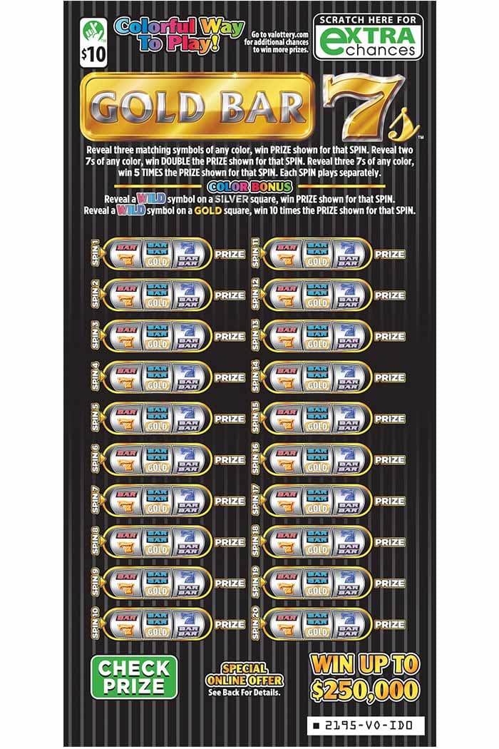Gold Bar 7s scratch-off ticket