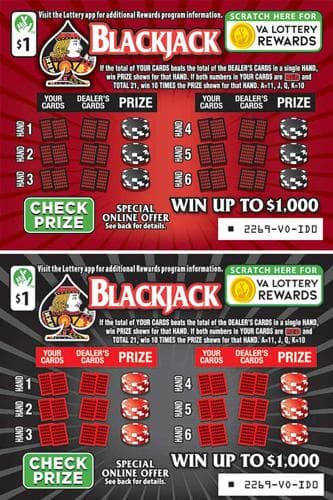 BLACKJACK scratch-off ticket